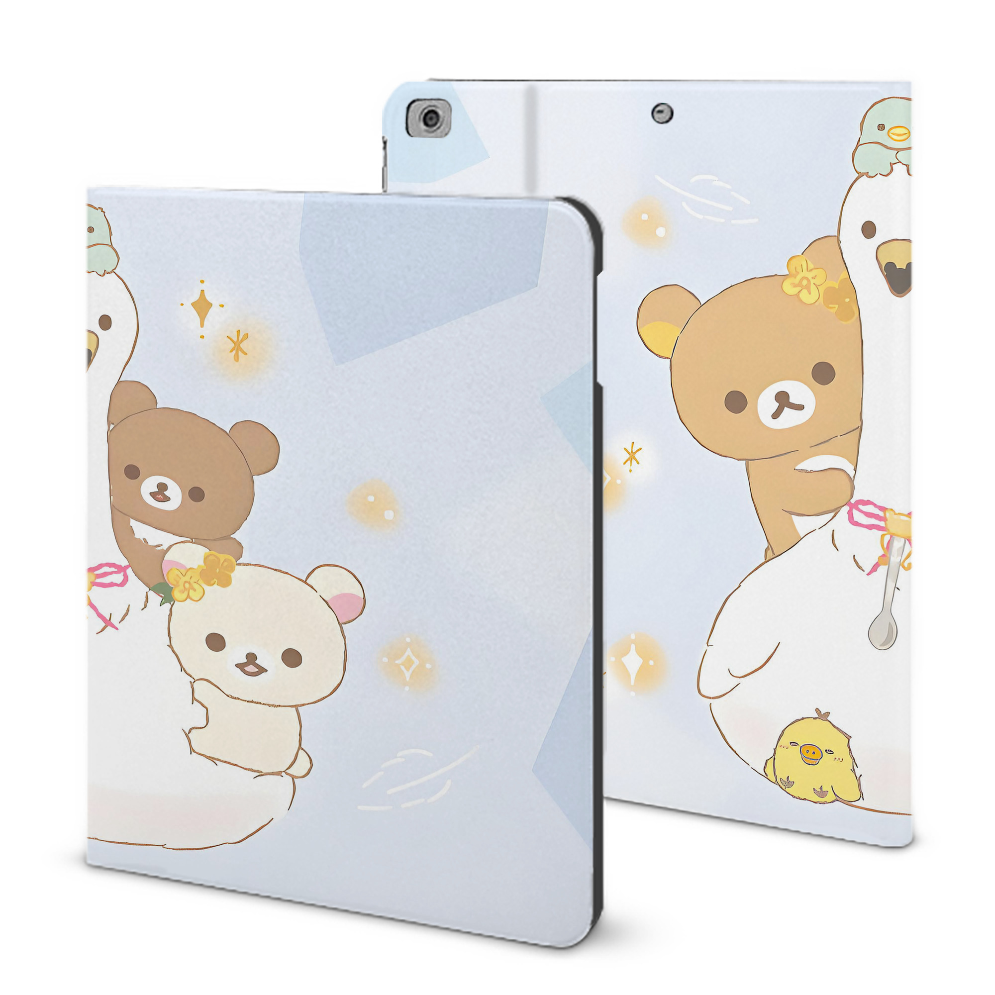 （画像用） リラックマ リラックマ キイロイトリ Rilakkuma Korilakkuma Kiiroitori IPad ケース ブック型 PUレザー TPU 耐衝撃 軽量 薄型 ペン収納なし 全面保護 IPad 各モデル対応